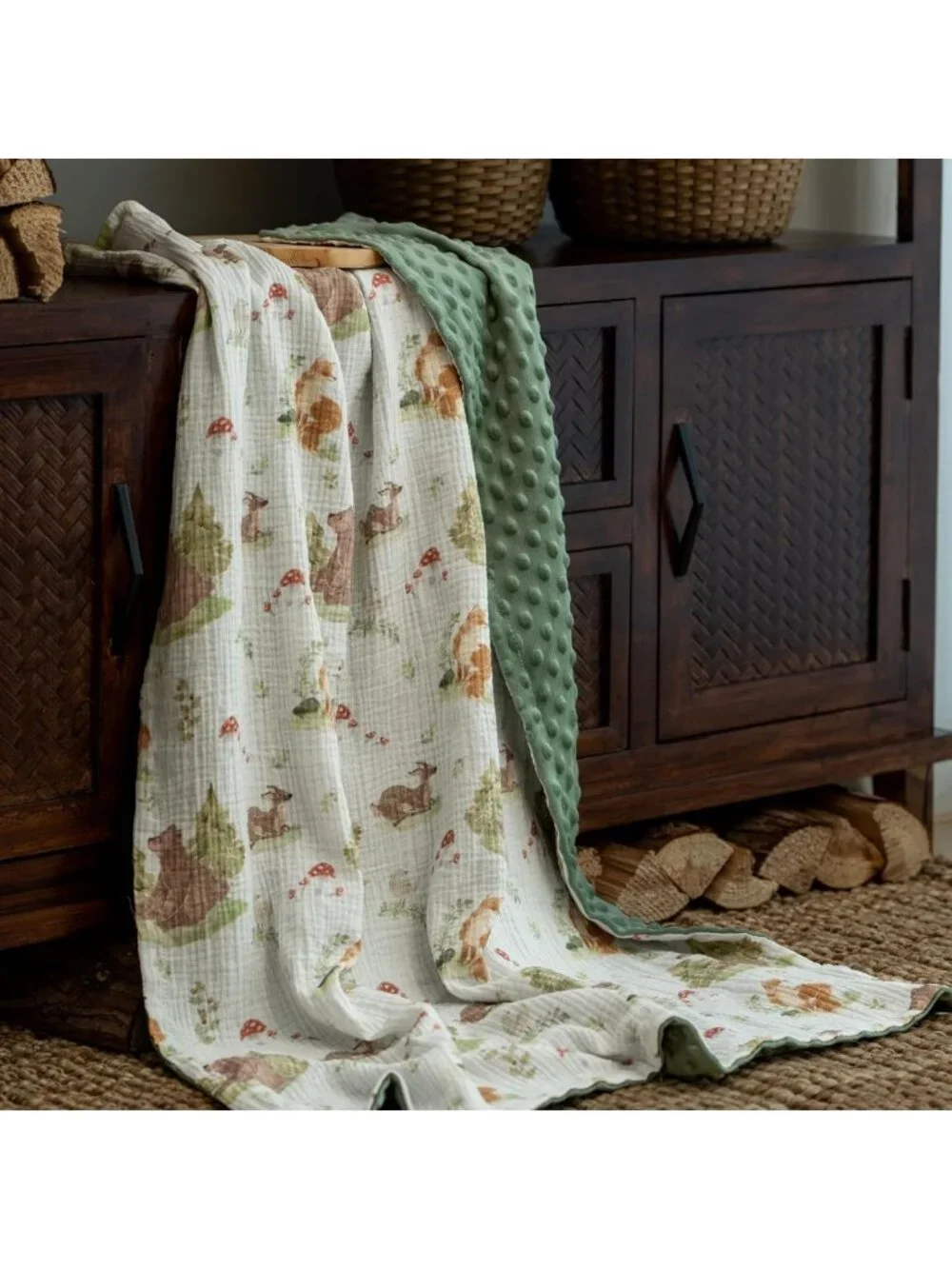 Soft Muslin Baby Blanket for Nursery, Double-Layer Minky Toddler Blanket, 30